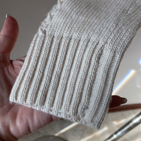 J CREW cable knit embellished ruffled front sweater cowl neck WOOL cream size XS - Picture 9 of 17